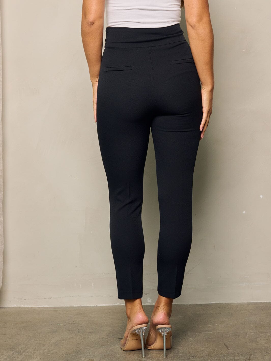 WOMEN'S ZIP UP CLOSURE SKINNY LEG PANTS