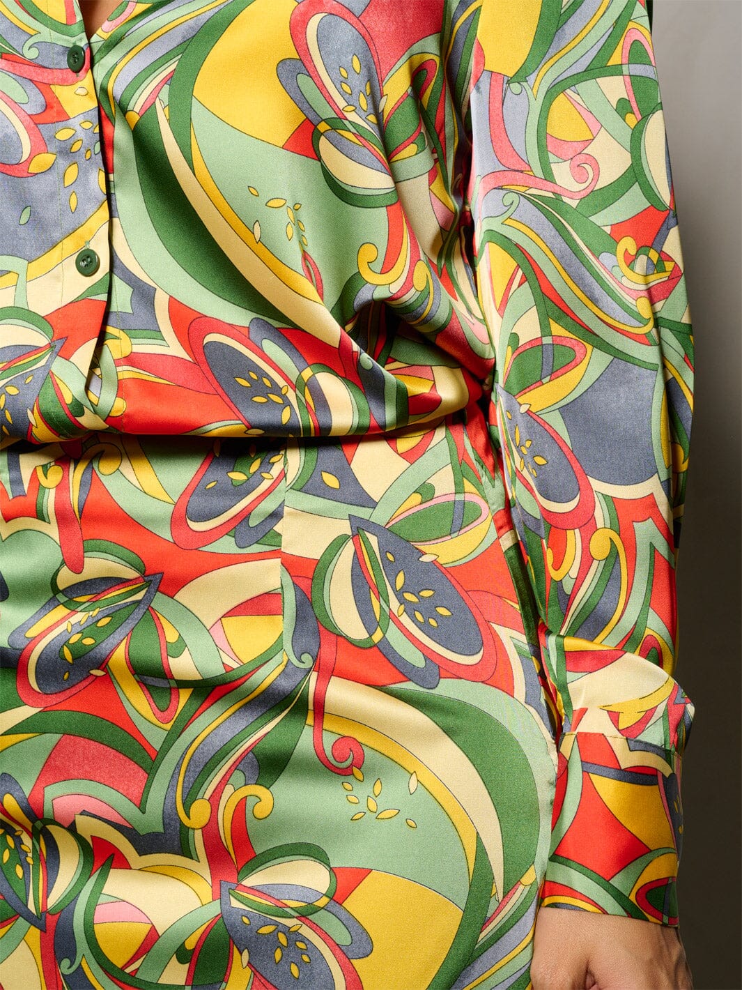 WOMEN'S LONG SLEEVE BLOUSE & ZIP UP MINI SKIRT MULTI PRINT 2PC. SET