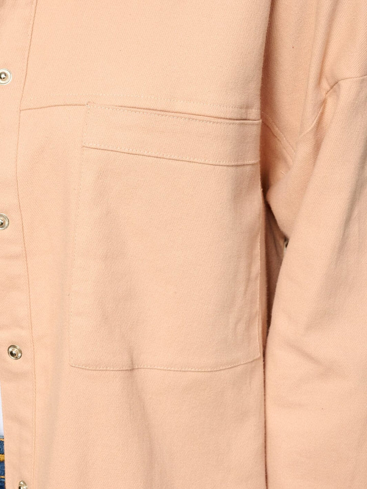 WOMEN'S LONG SLEEVE BUTTON UP BACK DETAILED DENIM OVERSIZED TOP
