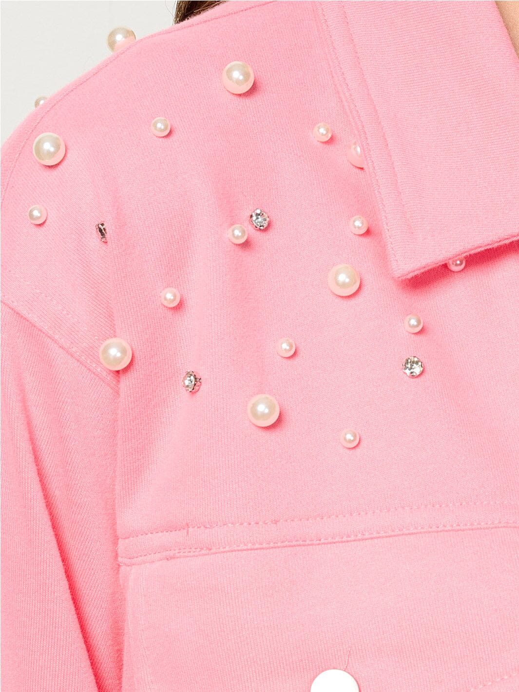 WOMEN'S LONG SLEEVE BUTTON UP POCKETS STUDS DETAILED TOP