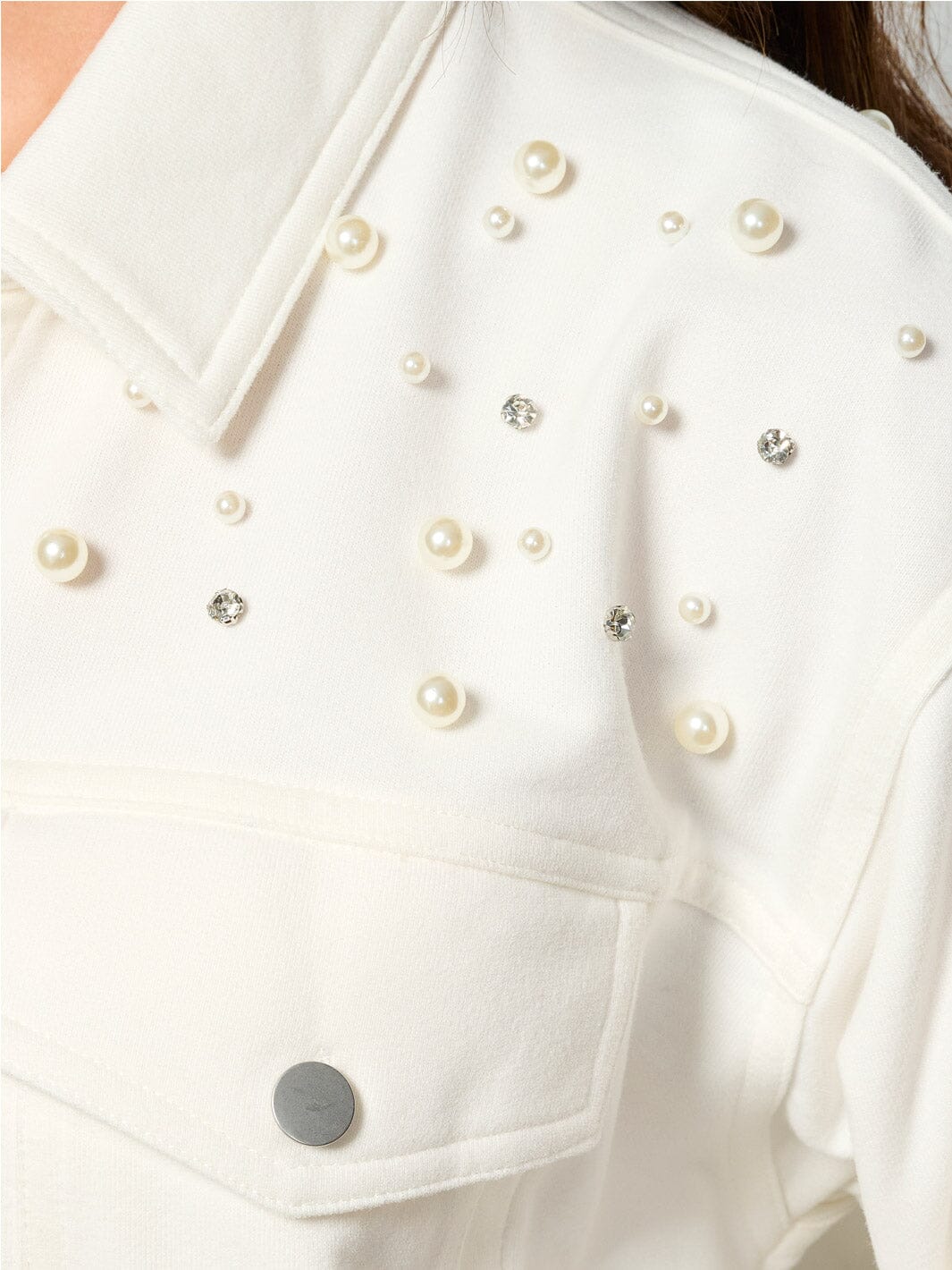 WOMEN'S LONG SLEEVE BUTTON UP POCKETS STUDS DETAILED TOP