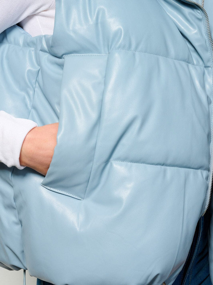 WOMEN'S SLEEVELESS ZIP UP FRONT POCKETS PUFFER PADDED VEST