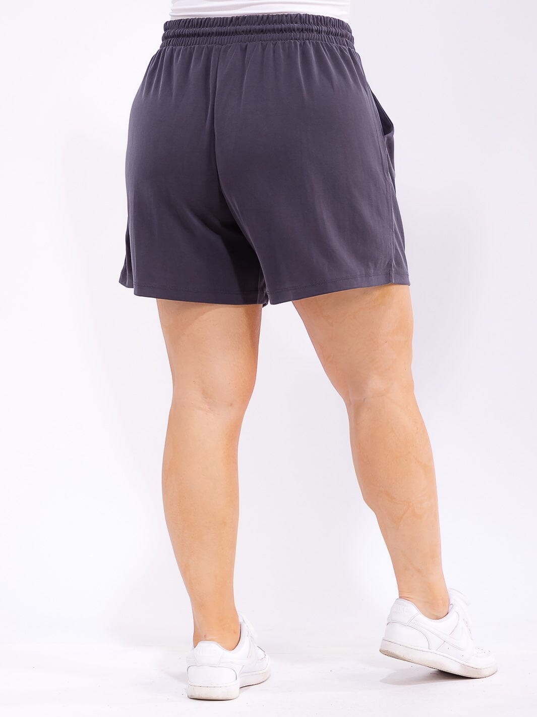 PLUS SIZE ELASTIC WIST SELF TIE POCKETS MINI SHORTS