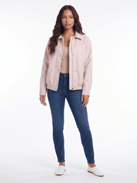 WOMEN'S LONG SLEEVE BUTTON & ZIPPER CLOSURE FRONT POCKETS PU PLEATHER JACKET