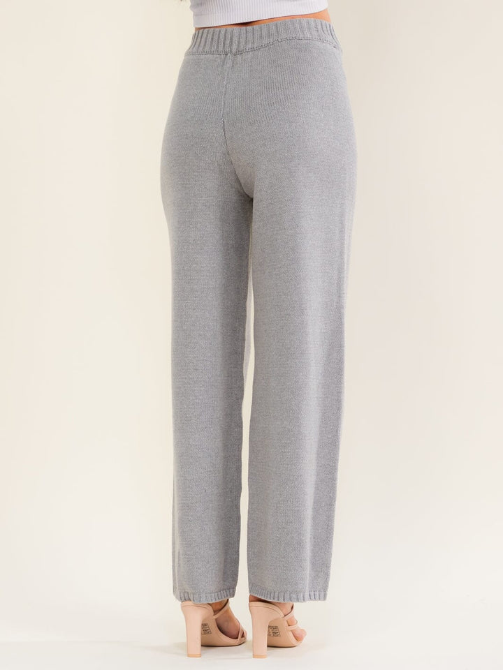 WOMEN'S ELASTIC WAIST KNIT WIDE LEG PANTS