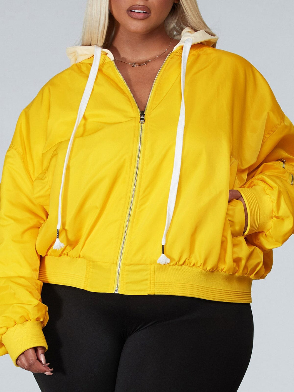 PLUS SIZE LONG SLEEVE GRAPGIC HOODED REVERSABLE JACKET