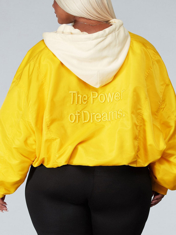 PLUS SIZE LONG SLEEVE GRAPGIC HOODED REVERSABLE JACKET