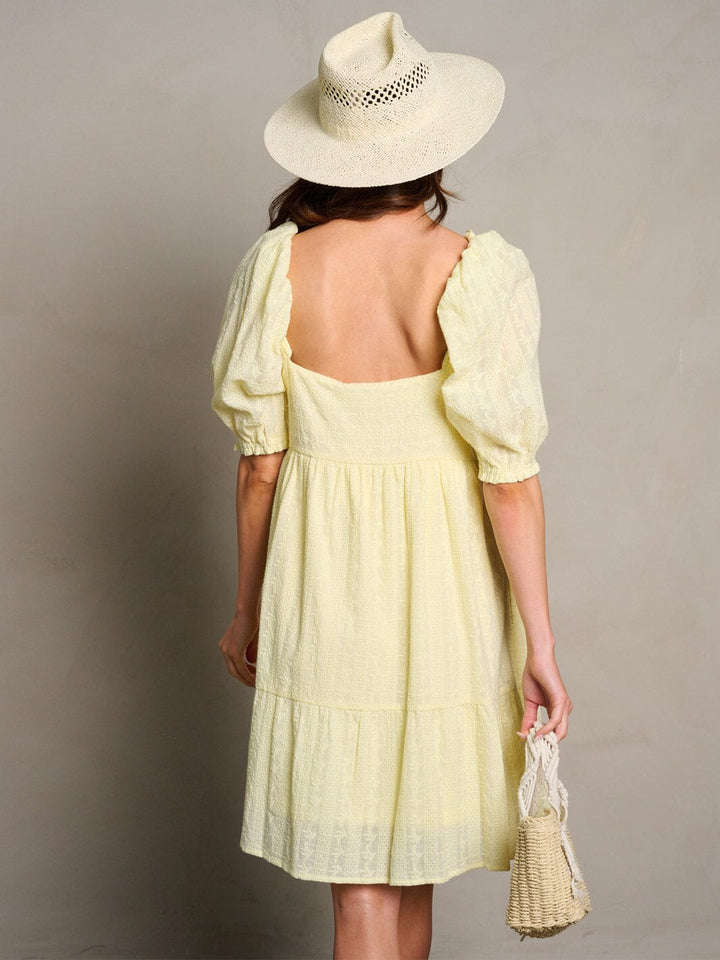 WOMEN'S SHORT PUFF SLEEVE SQUARE NECK TUNIC MINI DRESS