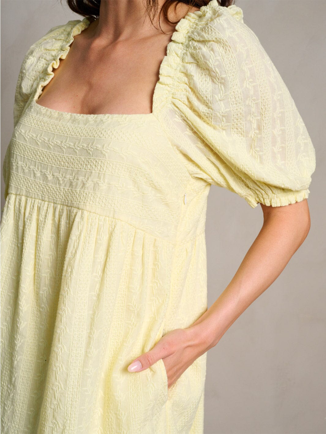 WOMEN'S SHORT PUFF SLEEVE SQUARE NECK TUNIC MINI DRESS