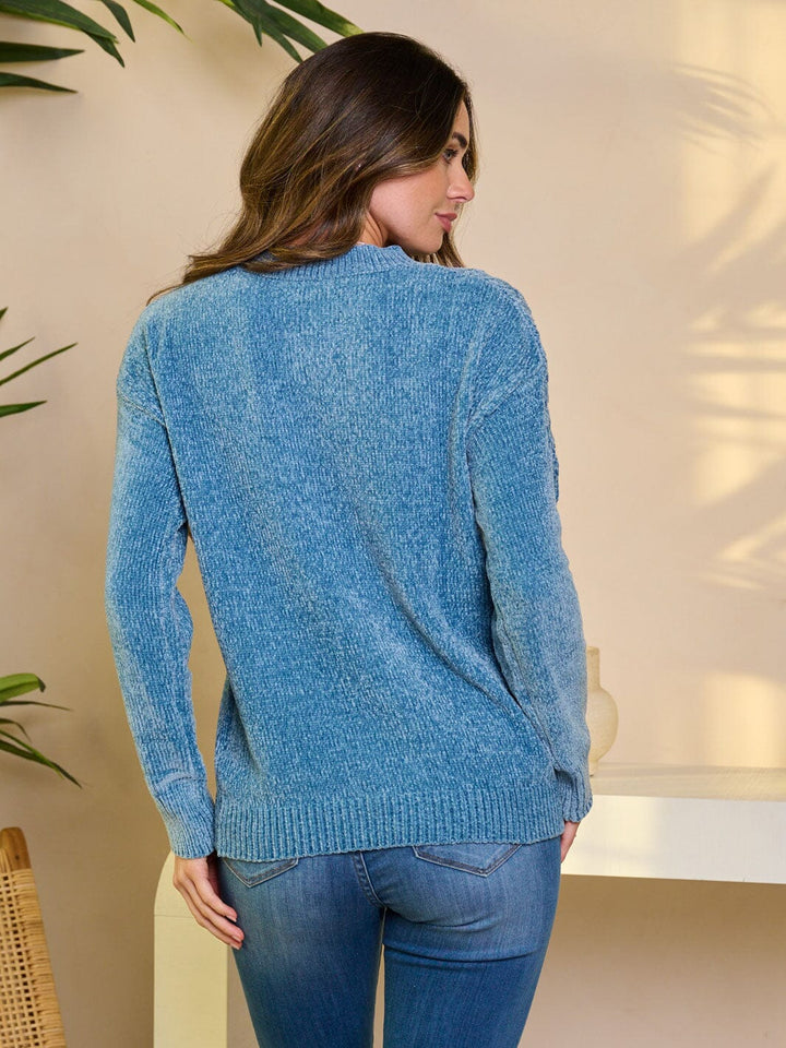 WOMEN'S LONG SLEEVE PULLOVER DETAILED SWEATER