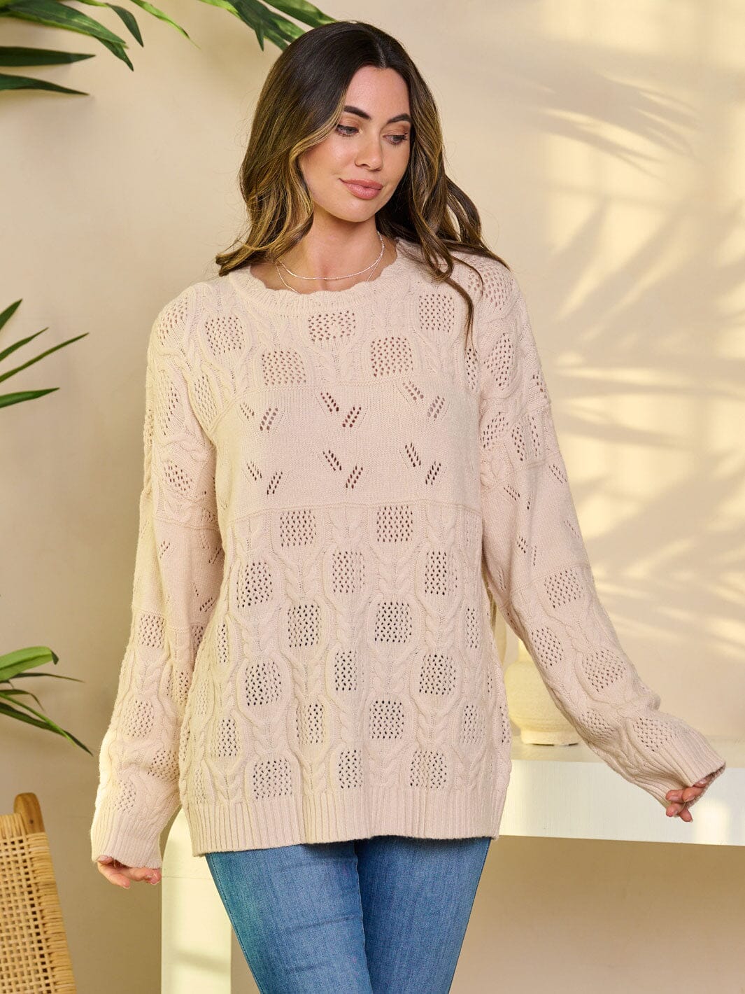 WOMEN'S LONG SLEEVE PULLOVER KNIT SWEATER
