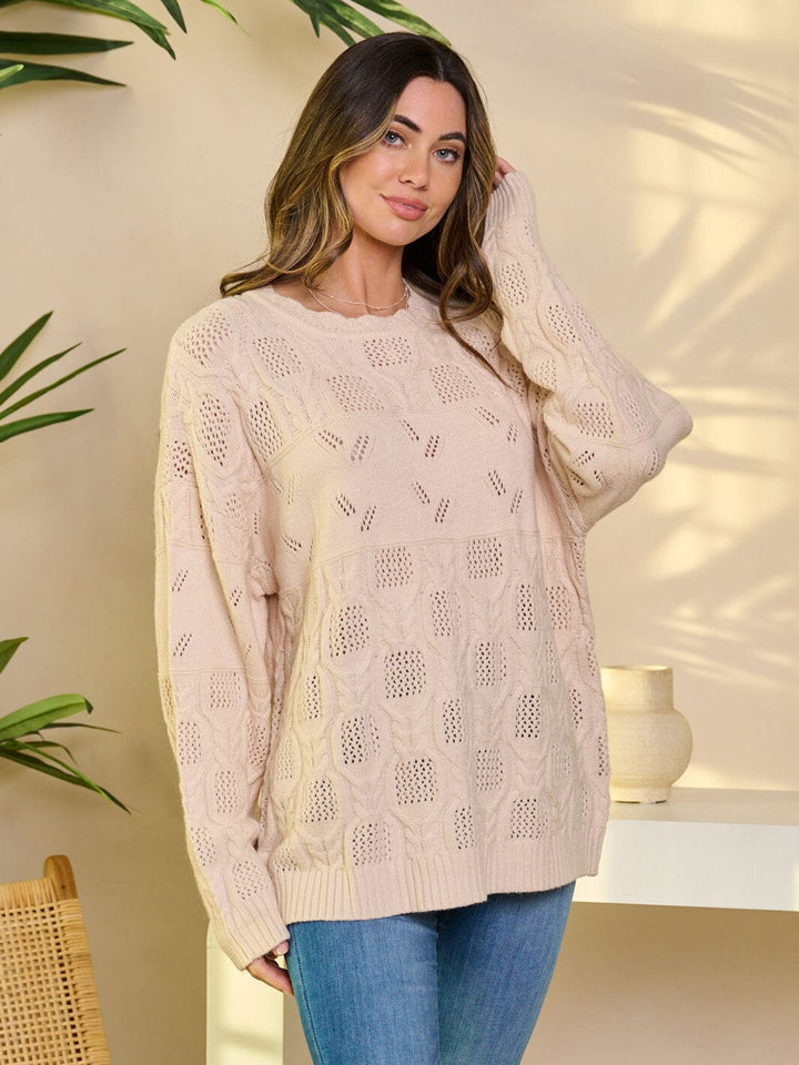 WOMEN'S LONG SLEEVE PULLOVER KNIT SWEATER