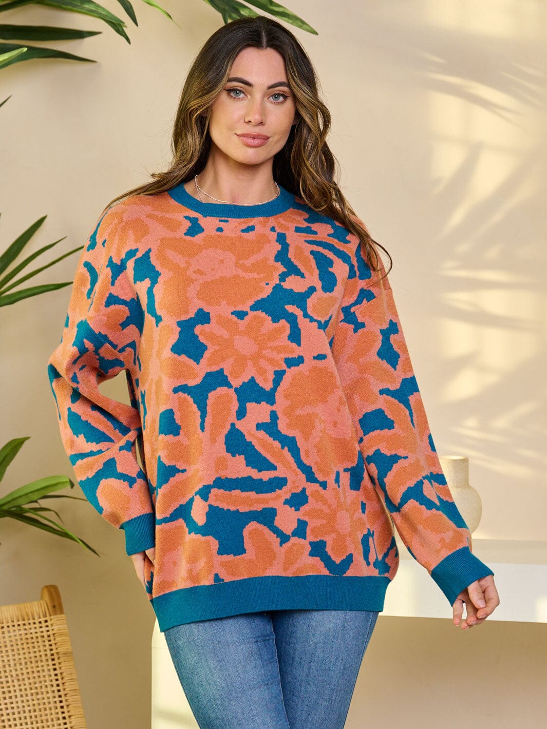 WOMEN'S LONG SLEEVE PULLOVER PRINTED SWEATER