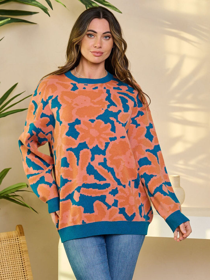 WOMEN'S LONG SLEEVE PULLOVER PRINTED SWEATER