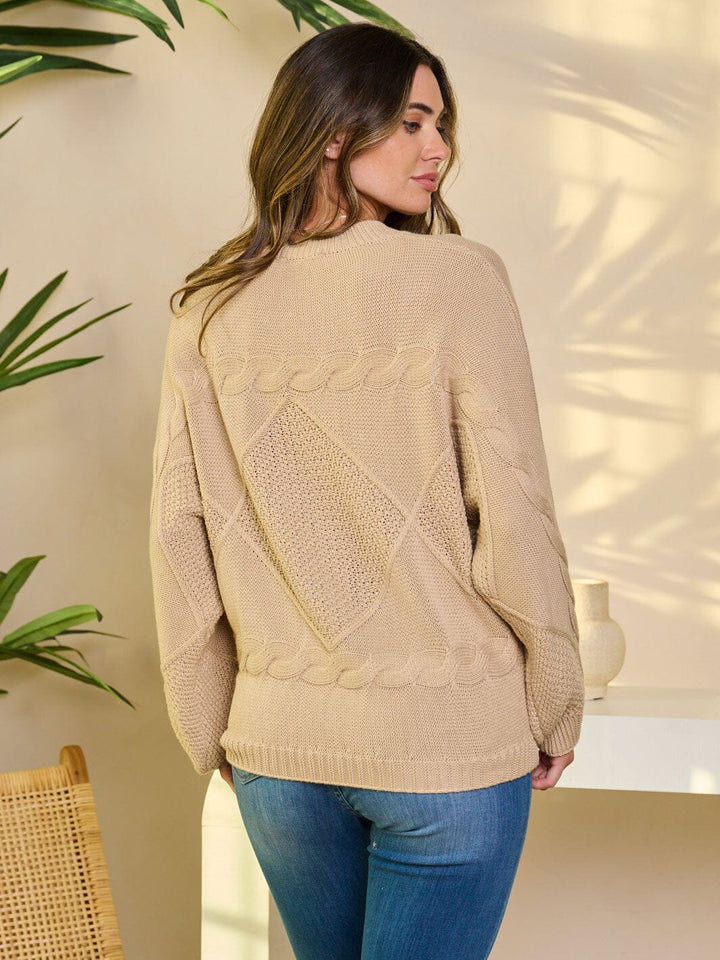 WOMEN'S LONG SLEEVE PULLOVER DETAILED SWEATER