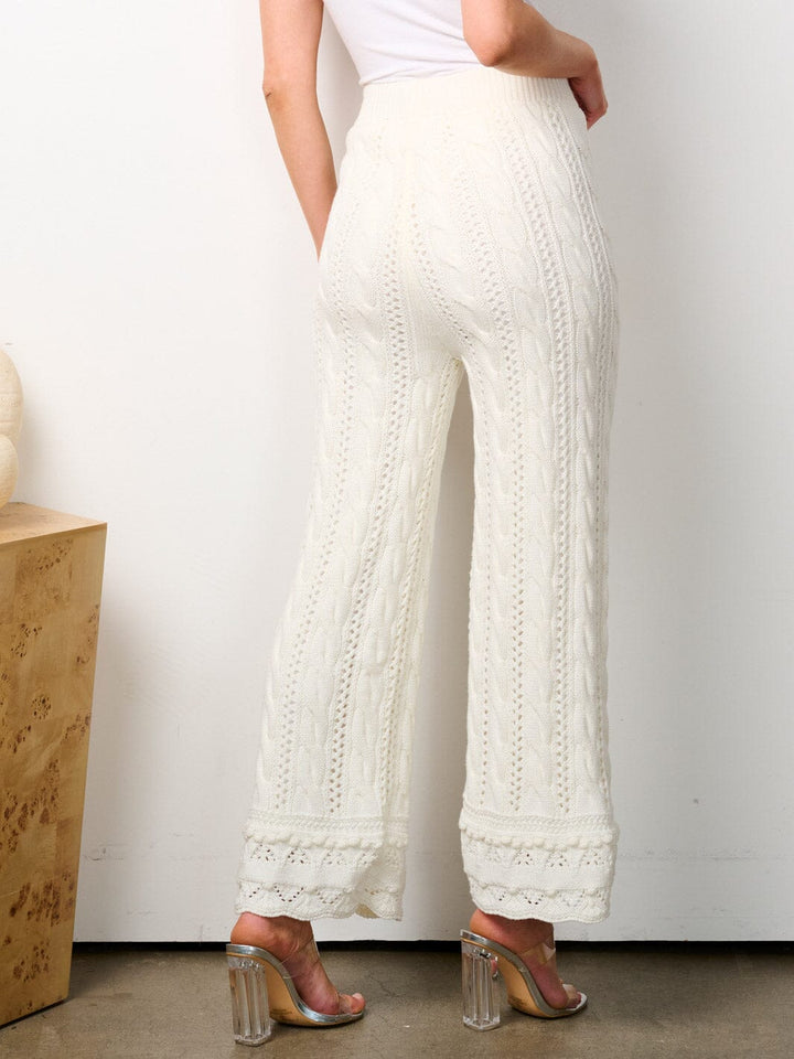 WOMEN'S ELASTIC WAIST WIDE LEG CROCHET PANTS