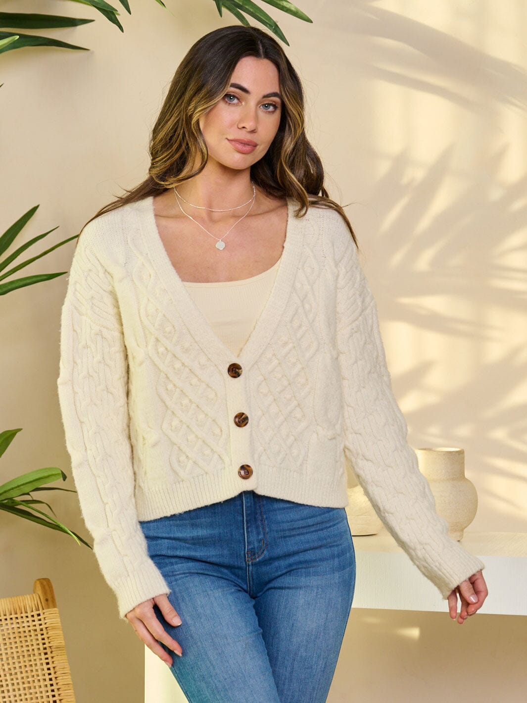 WOMEN'S LONG SLEEVE BUTTON UP KNIT SWEATER