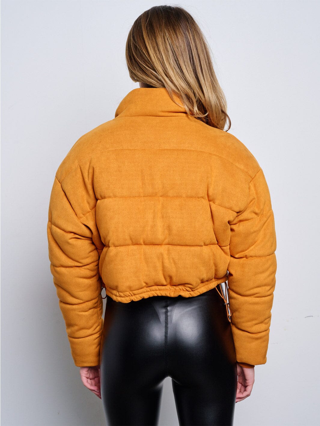 WOMEN'S LONG SLEEVE ZIP UP CROP PUFFER JACKET