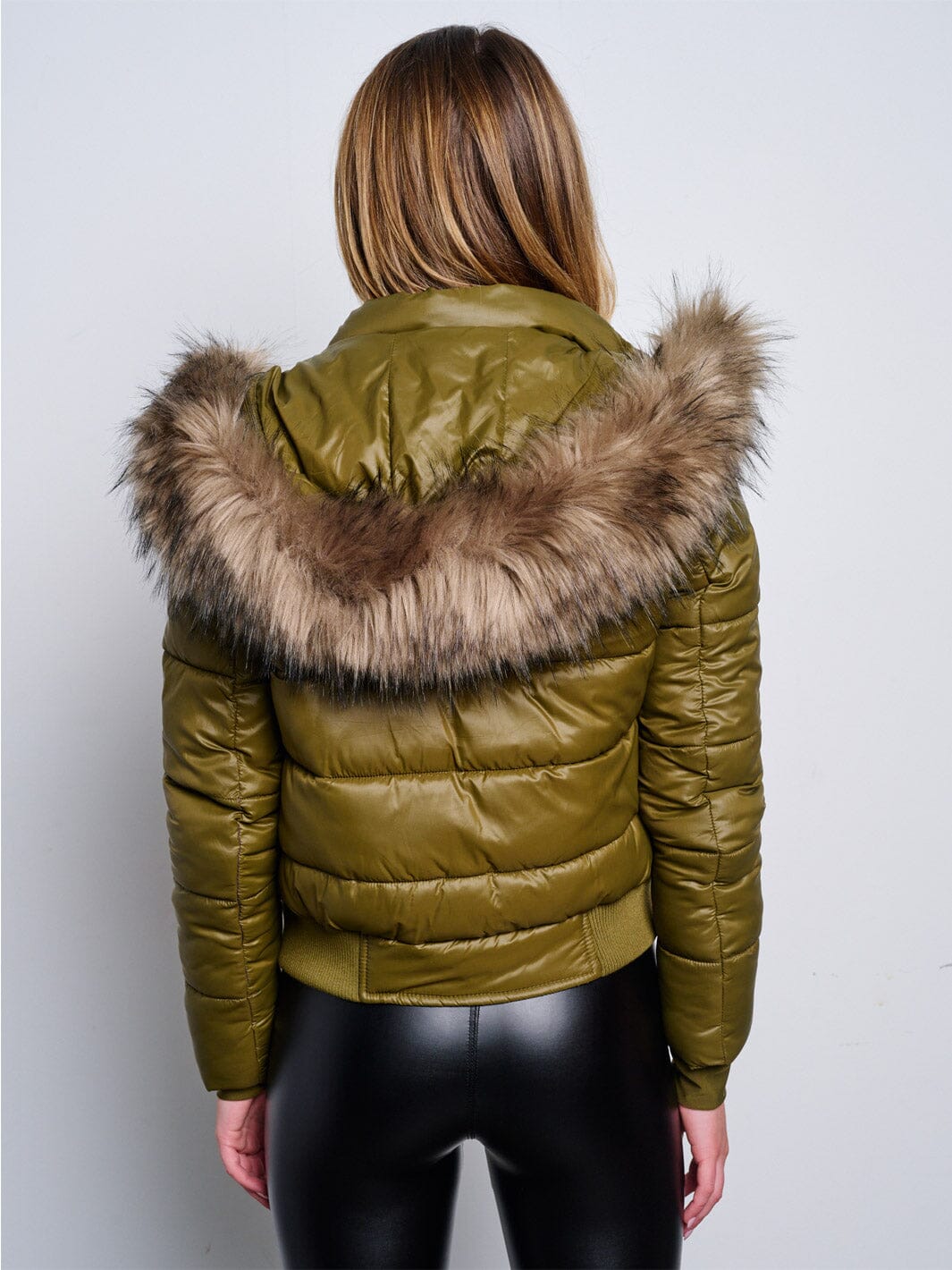 WOMEN'S LONG SLEEVE ZIP UP REMOVABLE HOODIE PUFFER JACKET