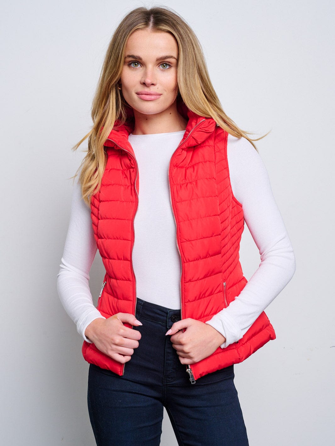 WOMEN'S SLEEVELESS ZIP UP POCKETS PUFFER VEST