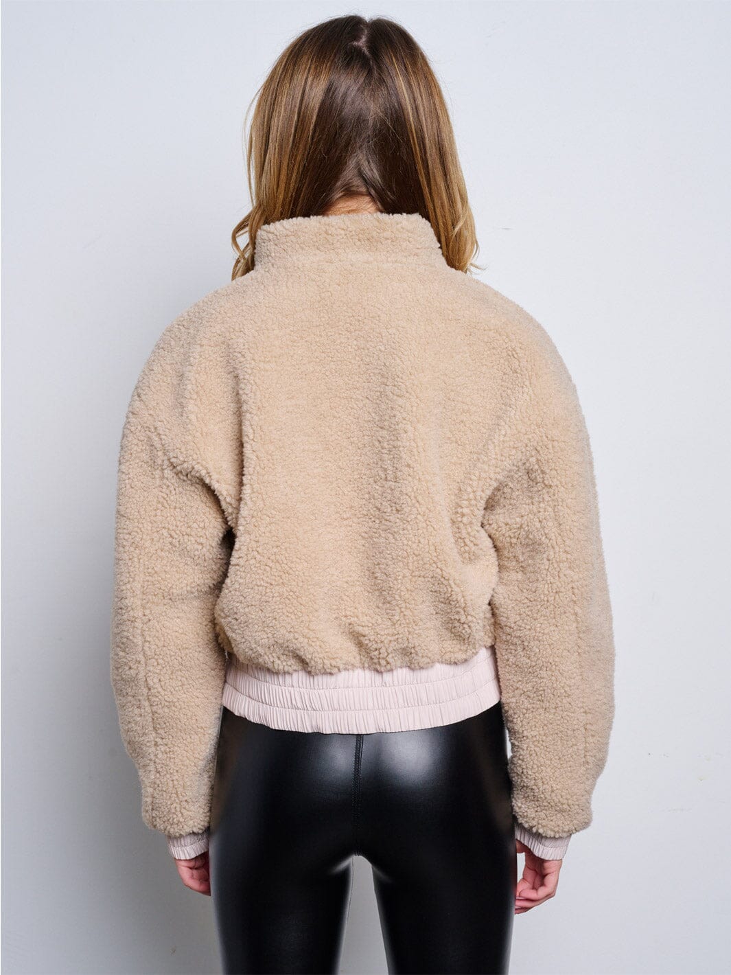 WOMEN'S LONG SLEEVE BUTTON UP POCKETS SHERPA REVERSIBLE JACKET