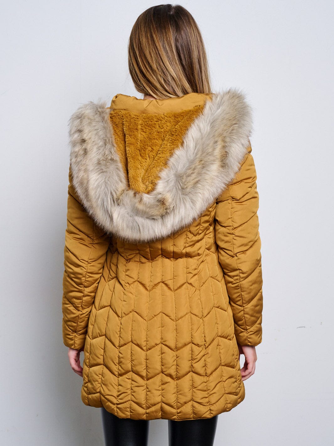 WOMEN'S LONG SLEEVE ZIP UP REMOVABLE SHERPA HOODIE PUFFER JACKET