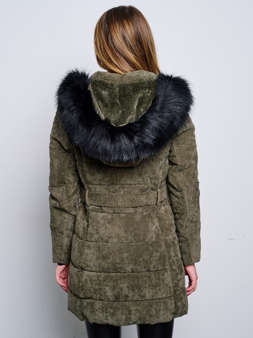 WOMEN'S LONG SLEEVE ZIP UP REMOVABLE HOODIE PUFFER COAT