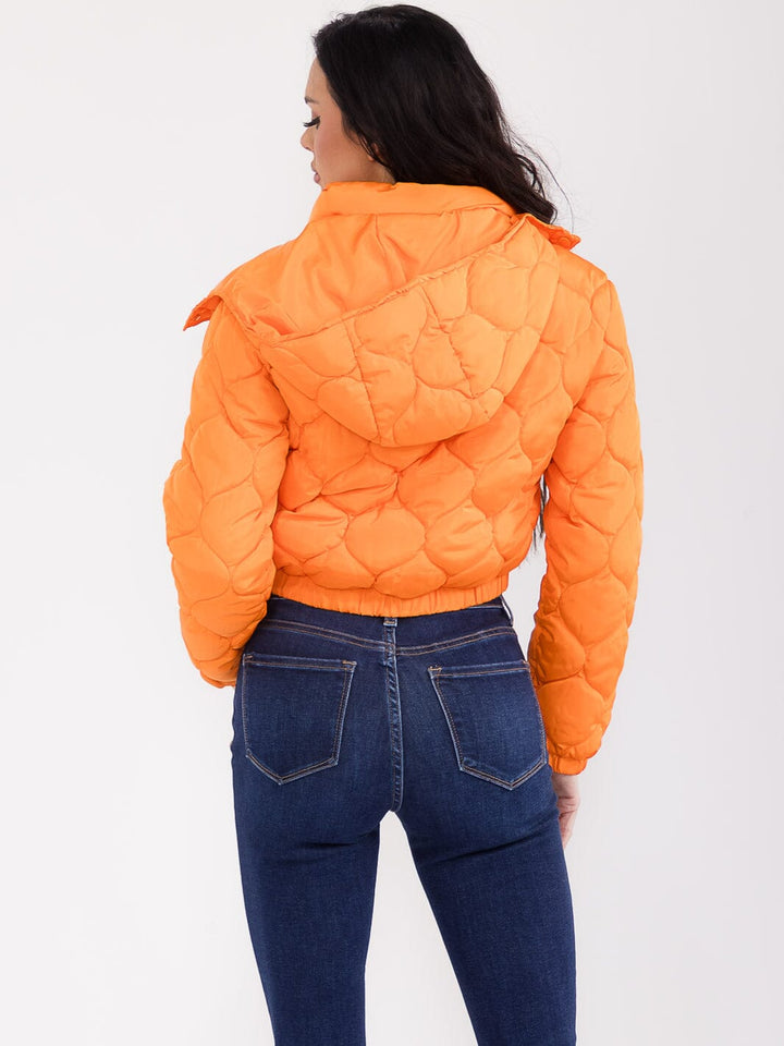 WOMEN'S LONG SLEEVE BUTTON CLOSURE FRONT POCKETS HOODED PUFFER JACKET