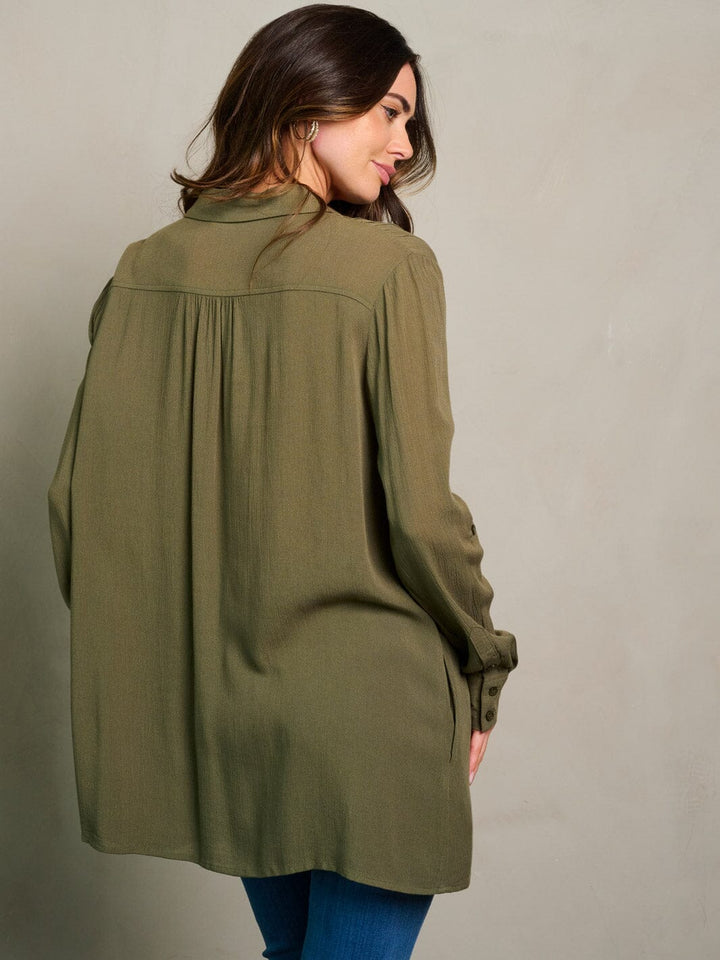 WOMEN'S LONG SLEEVE BUTTON UP BLOUSE TOP