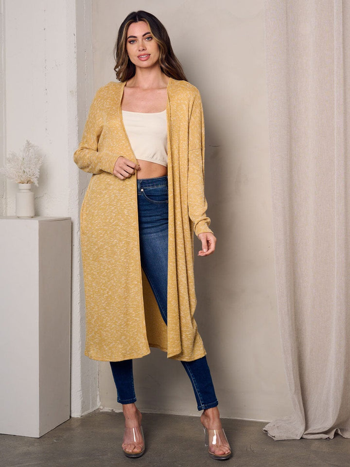 WOMEN'S LONG SLEEVE OPEN FRONT STRIPES CARDIGAN