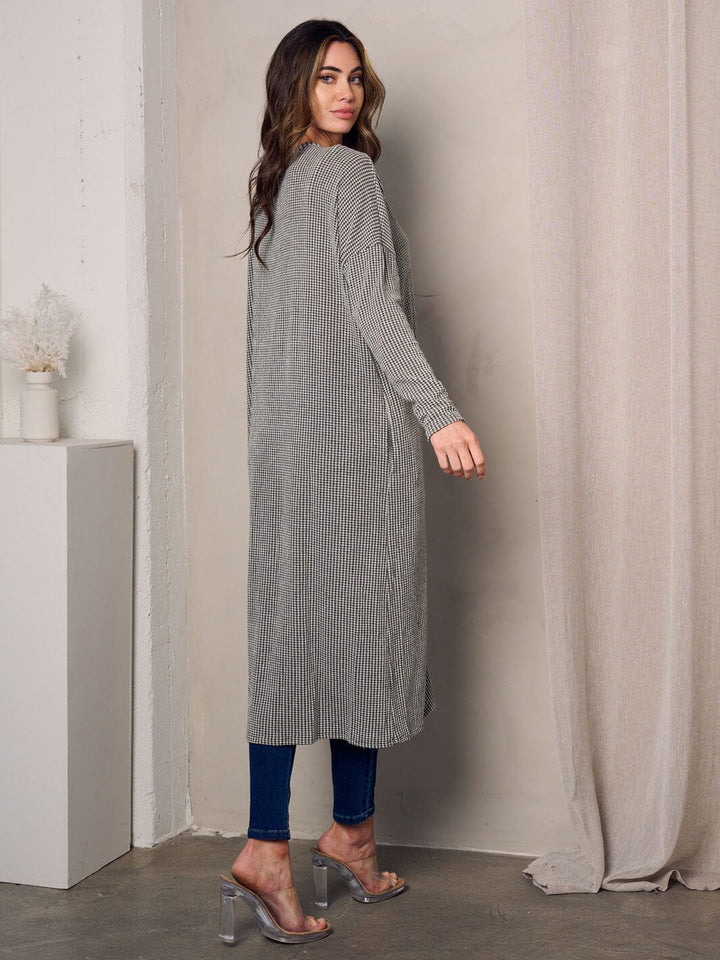WOMEN'S LONG SLEEVE OPEN FRONT STRIPES CARDIGAN