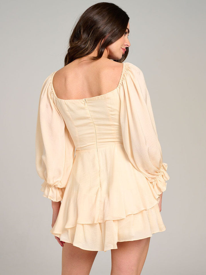 WOMEN'S 3/4 SLEEVE CUT OUT RUFFLE TIERED ROMPER