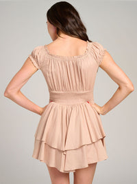 WOMEN'S SHORT SLEEVE RUFFLE TIERED ROMPER