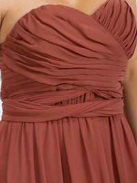 PUS SIZE SLEEVELESS V-NECK SELF TIE MAXI GOWN DRESS