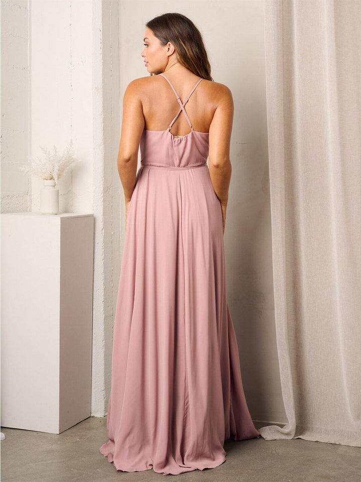 WOMEN'S SLEEVELESS SURPLICE SELF TIE MAXI DRESS