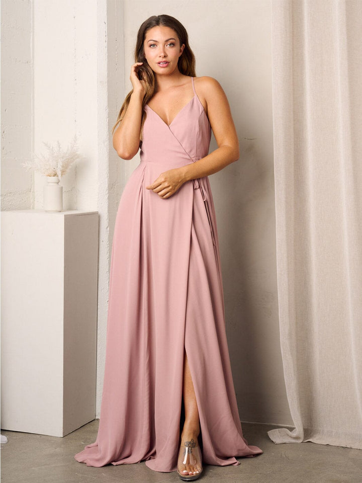 WOMEN'S SLEEVELESS SURPLICE SELF TIE MAXI DRESS