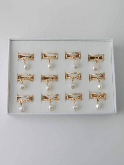 WOMEN'S GOLD PEARL DETAILED RINGS