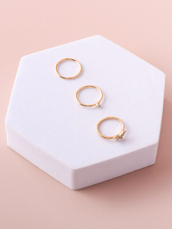 WOMEN'S FASHION GOLD & SILVER BUTTERFLY 3PC RINGS