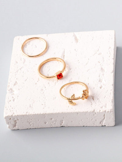 WOMEN'S FASHION GOLD FLOWER 3PC RINGS