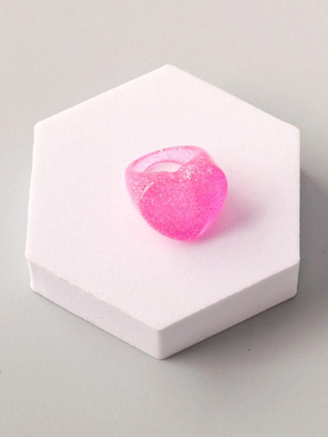 WOMEN'S ASSORTED COLORS SHIMMER HEART RINGS