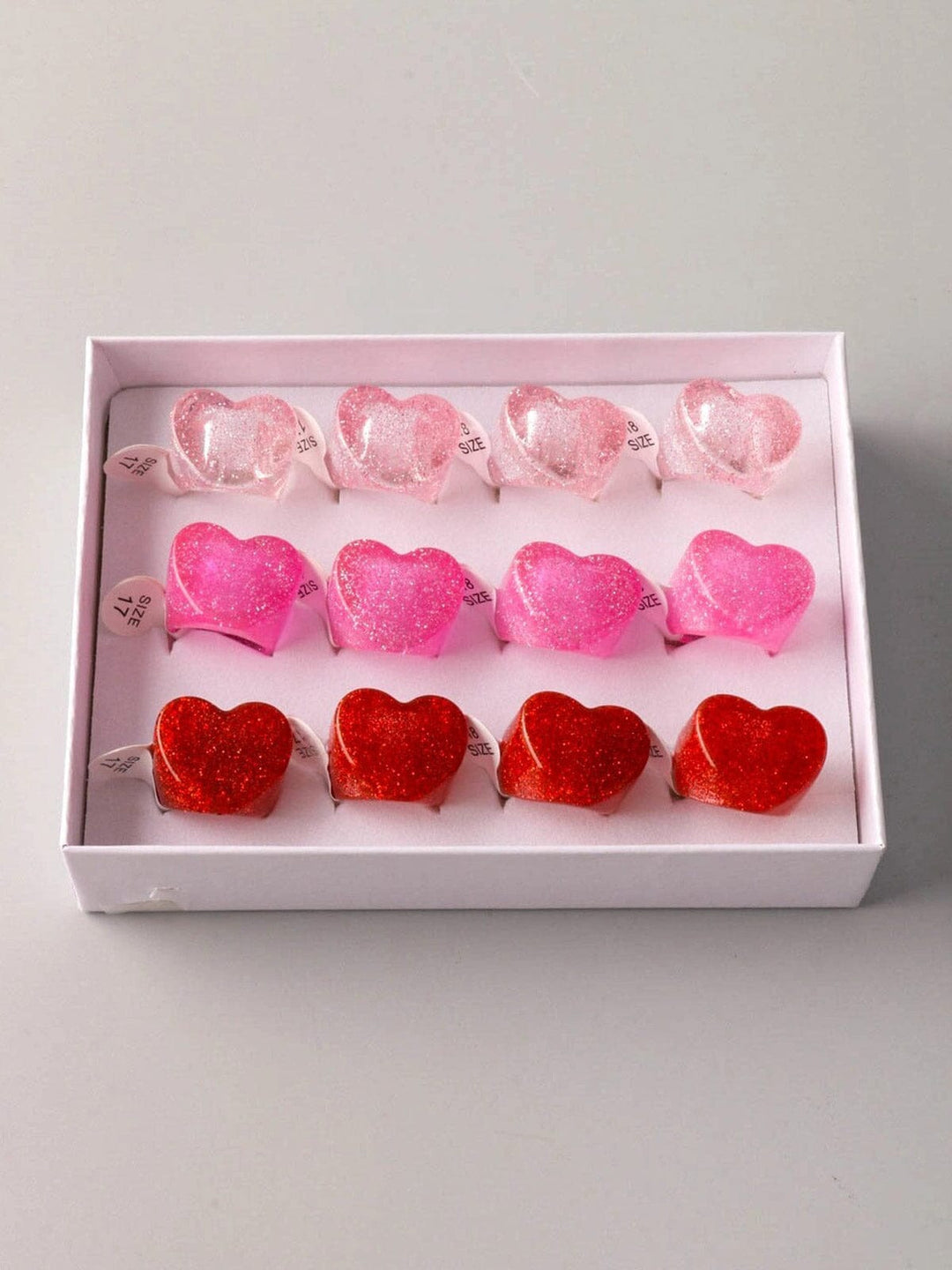 WOMEN'S ASSORTED COLORS SHIMMER HEART RINGS