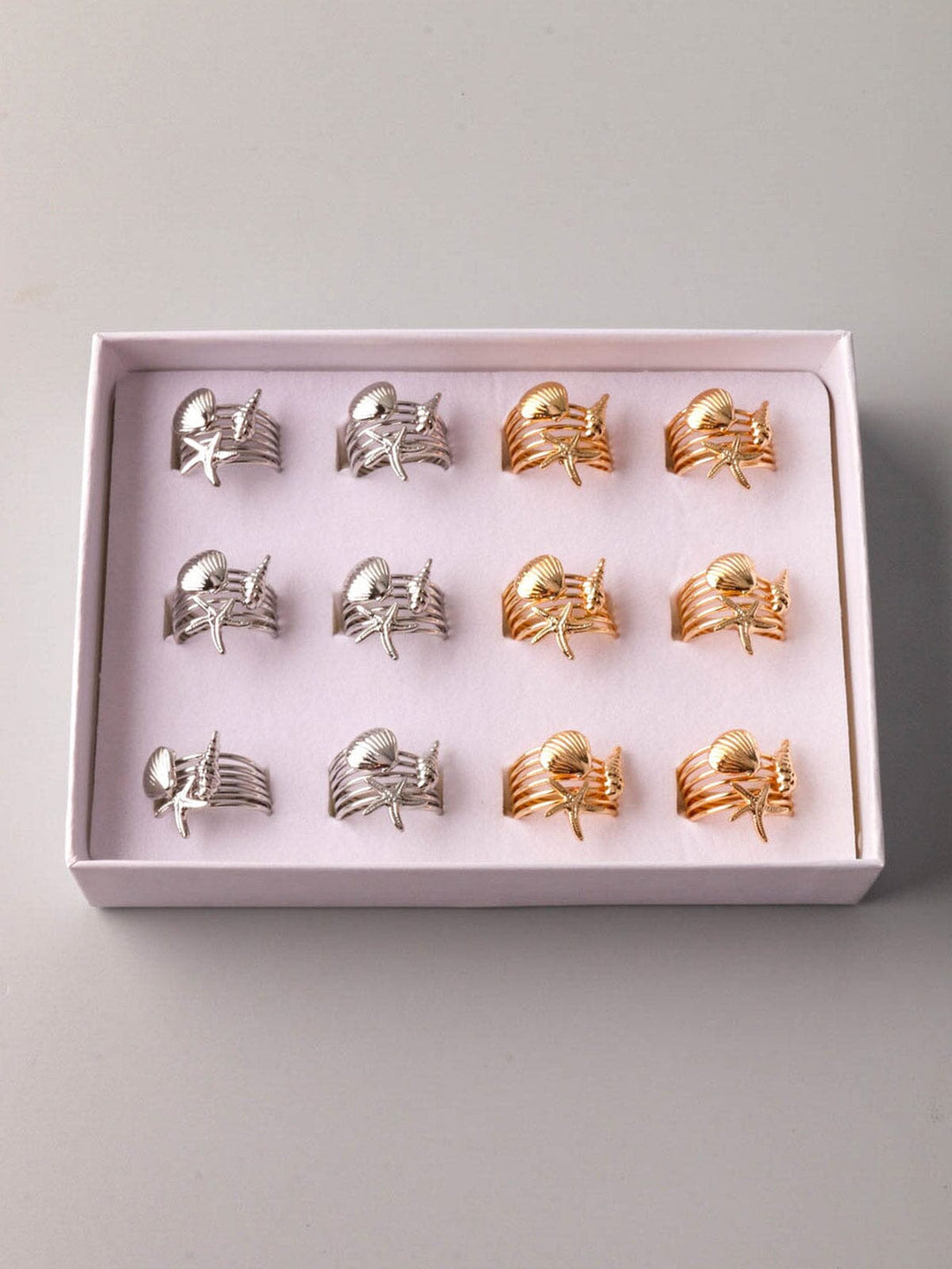 FASHION GOLD & SILVER MULTI PENDANT RINGS