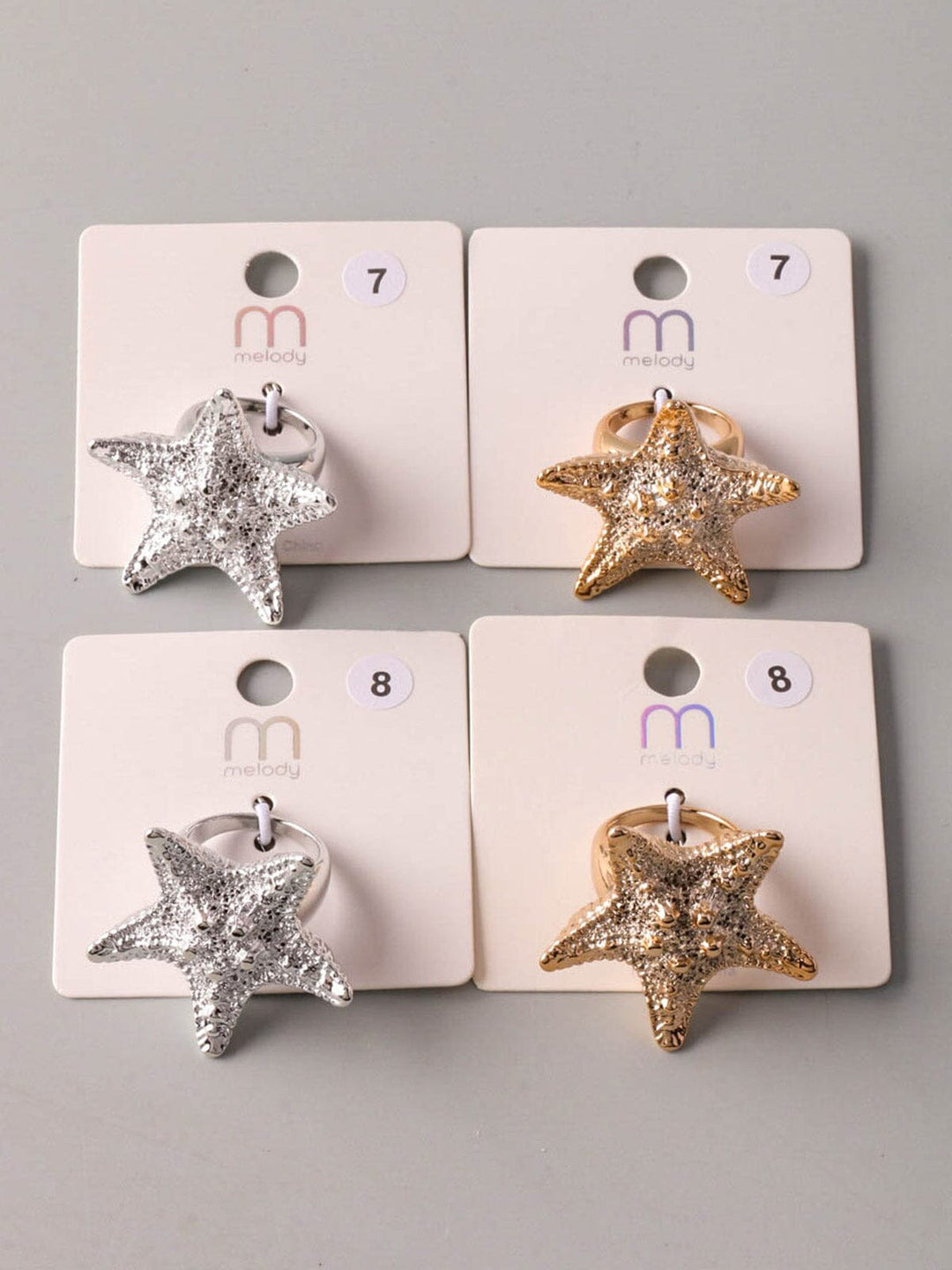 FASHION GOLD & SILVER SEA STAR RINGS