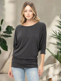 WOMEN'S SHORT SLEEVE SOLID BLOUSE