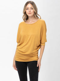 WOMEN'S SHORT SLEEVE SOLID BLOUSE