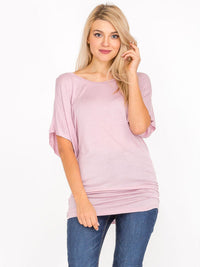 WOMEN'S SHORT SLEEVE OFF SHOULDER LOOSE FIT TUNIC TOP