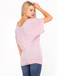 WOMEN'S SHORT SLEEVE OFF SHOULDER LOOSE FIT TUNIC TOP