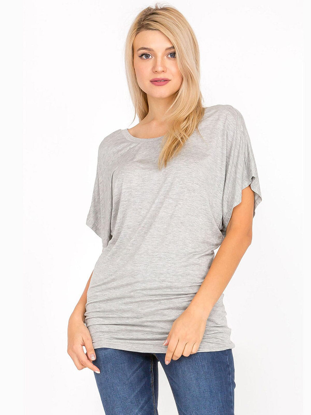 WOMEN'S SHORT SLEEVE OFF SHOULDER LOOSE FIT TUNIC TOP