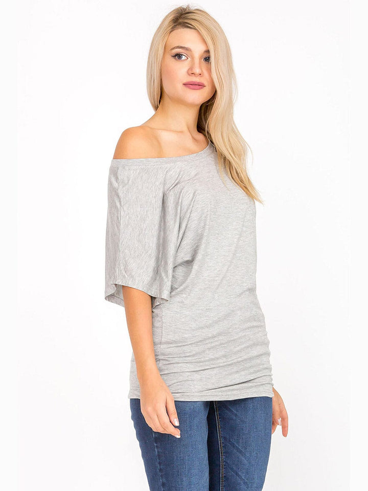 WOMEN'S SHORT SLEEVE OFF SHOULDER LOOSE FIT TUNIC TOP