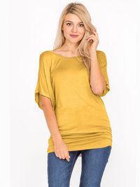 WOMEN'S SHORT SLEEVE OFF SHOULDER LOOSE FIT TUNIC TOP
